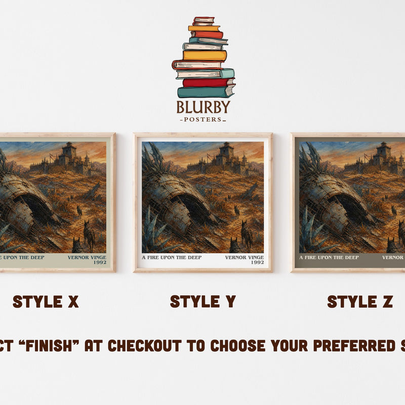 A Fire upon the Deep literary print in frame leaning in hallway – sci fi wall art