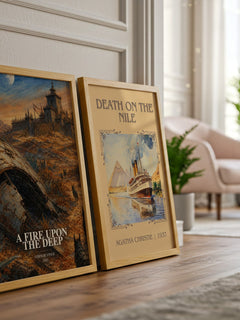 A Fire upon the Deep watercolour print framed by window – literary home decor
