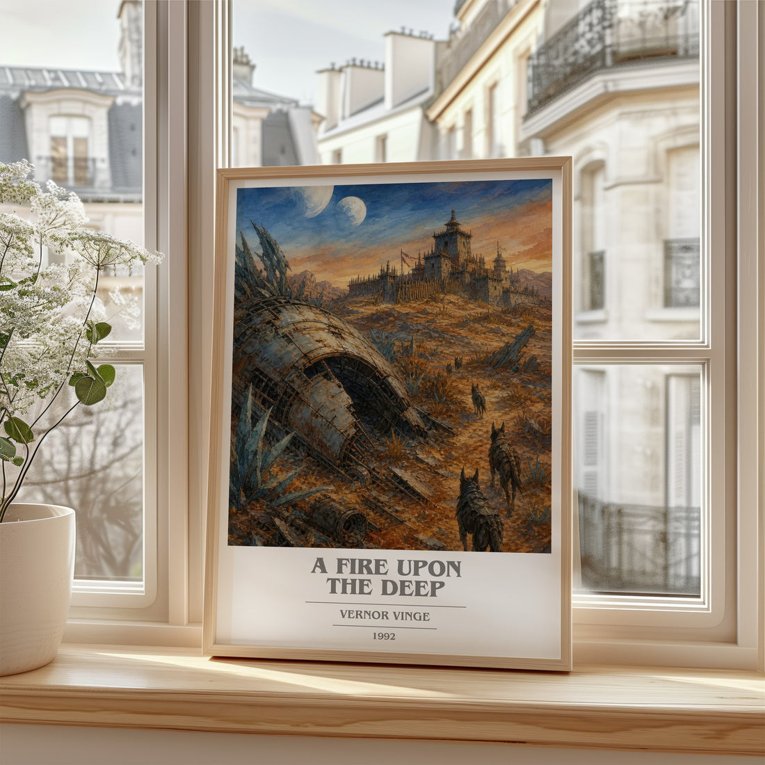 A Fire upon the Deep book cover poster colour and style options – Vernor Vinge book art