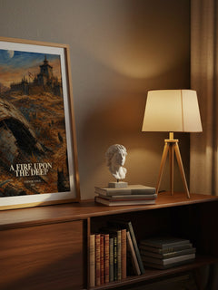 A Fire upon the Deep watercolour print on bookshelf – Vernor Vinge fan gift