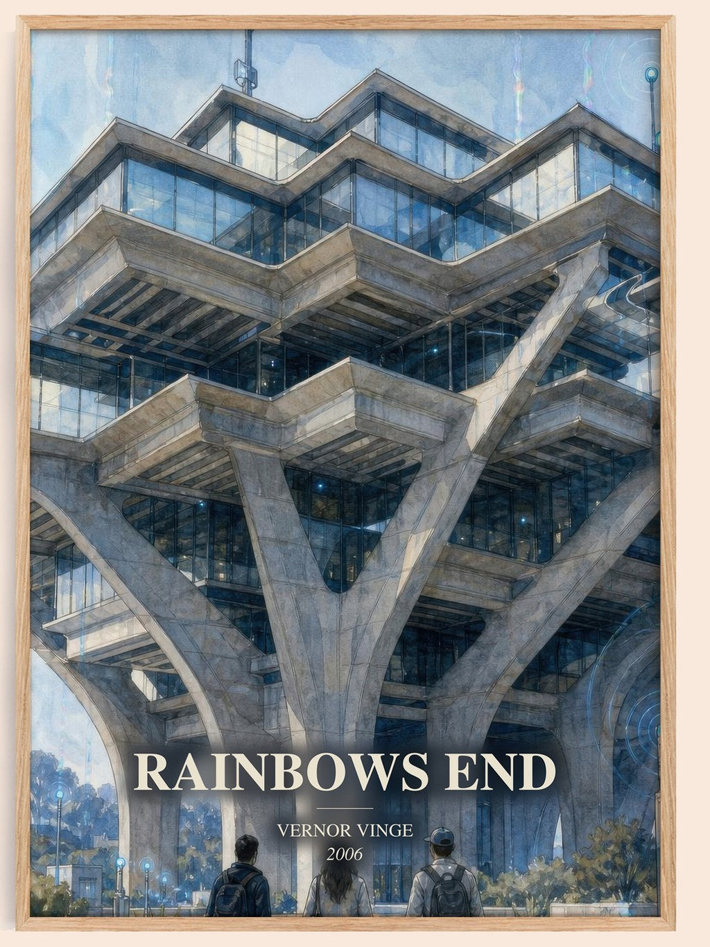 Rainbows End watercolour book poster by Vernor Vinge – framed literary art print
