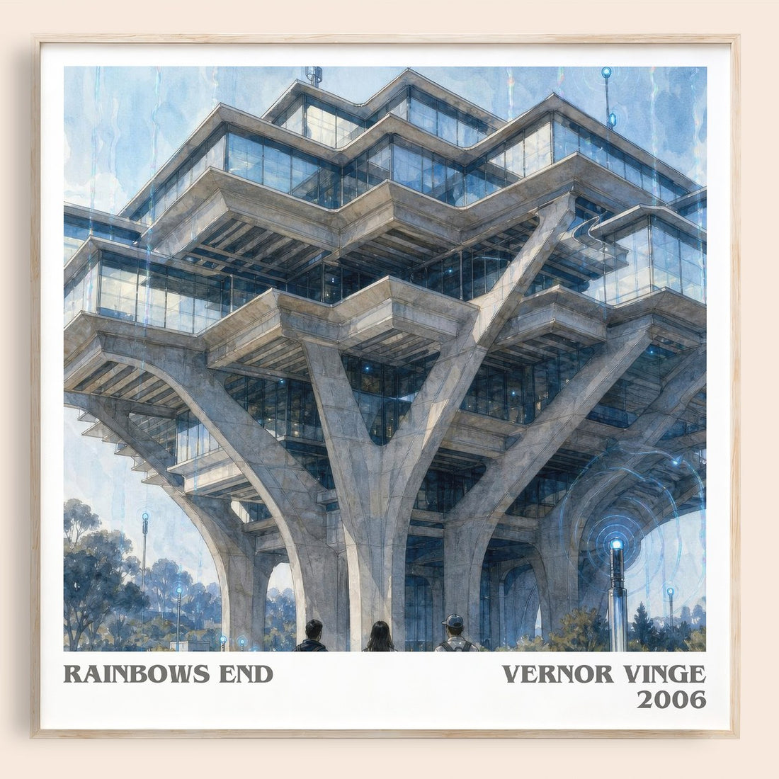 Rainbows End literary book poster by Vernor Vinge – framed literary art print
