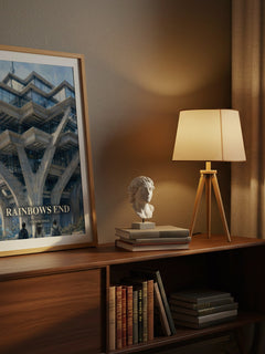 Rainbows End watercolour print on bookshelf – Vernor Vinge fan gift