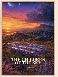 The children of the sky watercolour book poster by Vernor Vinge – framed literary art print