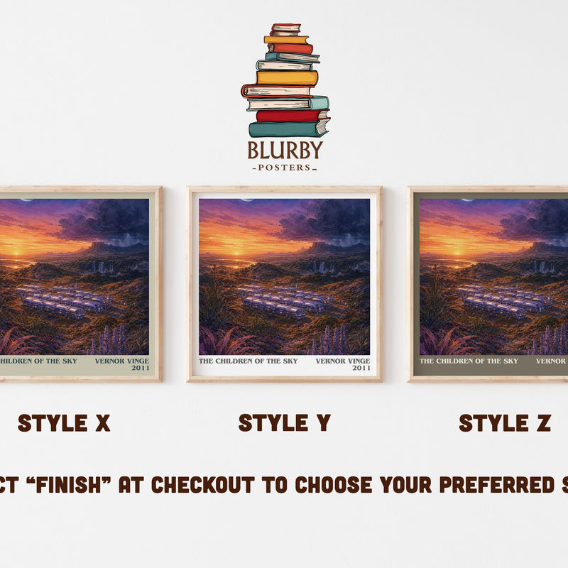 The children of the sky literary print in frame leaning in hallway – sci fi wall art