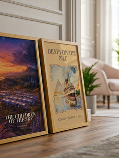 The children of the sky watercolour print framed by window – literary home decor