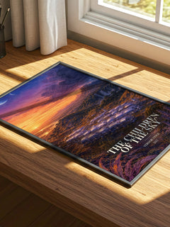 The children of the sky watercolour book poster framed on wall – sci fi wall art