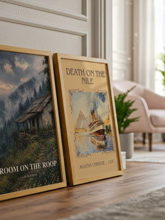 Room On the Roop watercolour print framed by window – literary home decor