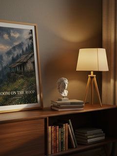 Room On the Roop watercolour print on bookshelf – Ruskin Bond fan gift