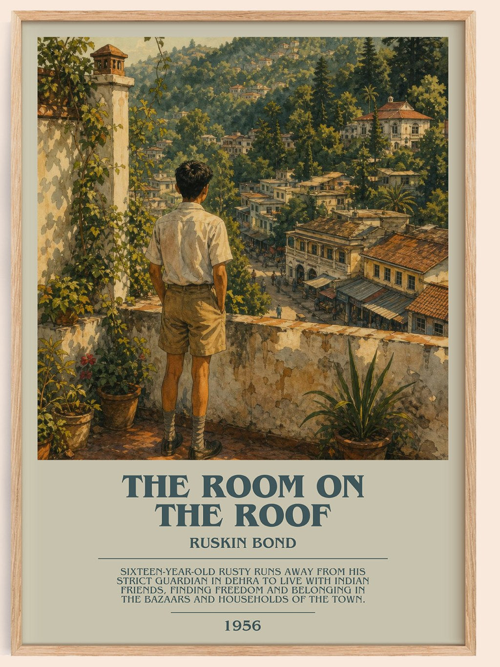 The Room On The Roof bookish book poster by Ruskin Bond – framed literary art print