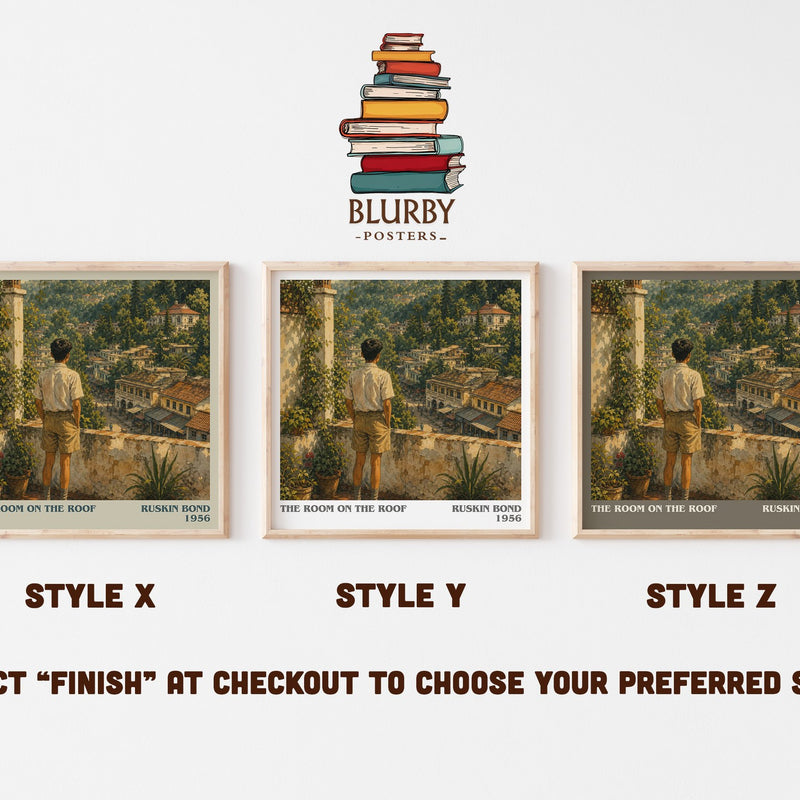 The Room On The Roof literary print in frame leaning in hallway – coming of age wall art