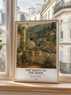 The Room On The Roof Book Cover Poster by Ruskin Bond – framed print by a bright window