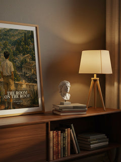 The Room On The Roof watercolour print on bookshelf – Ruskin Bond fan gift