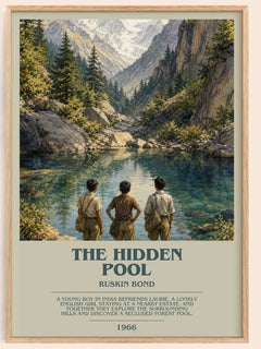 The Hidden Pool bookish book poster by Ruskin Bond – framed literary art print