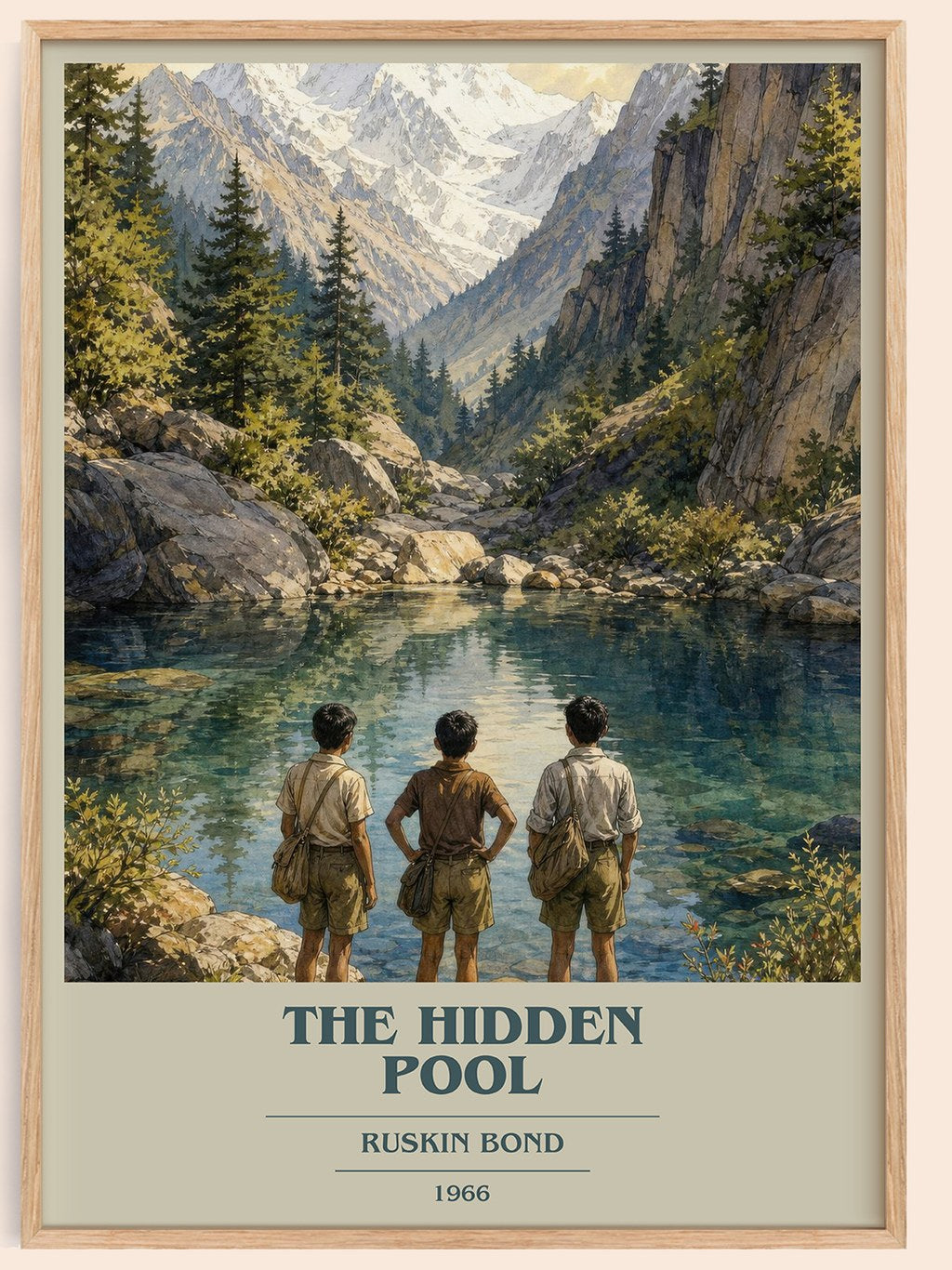 The Hidden Pool book cover book poster by Ruskin Bond – framed literary art print