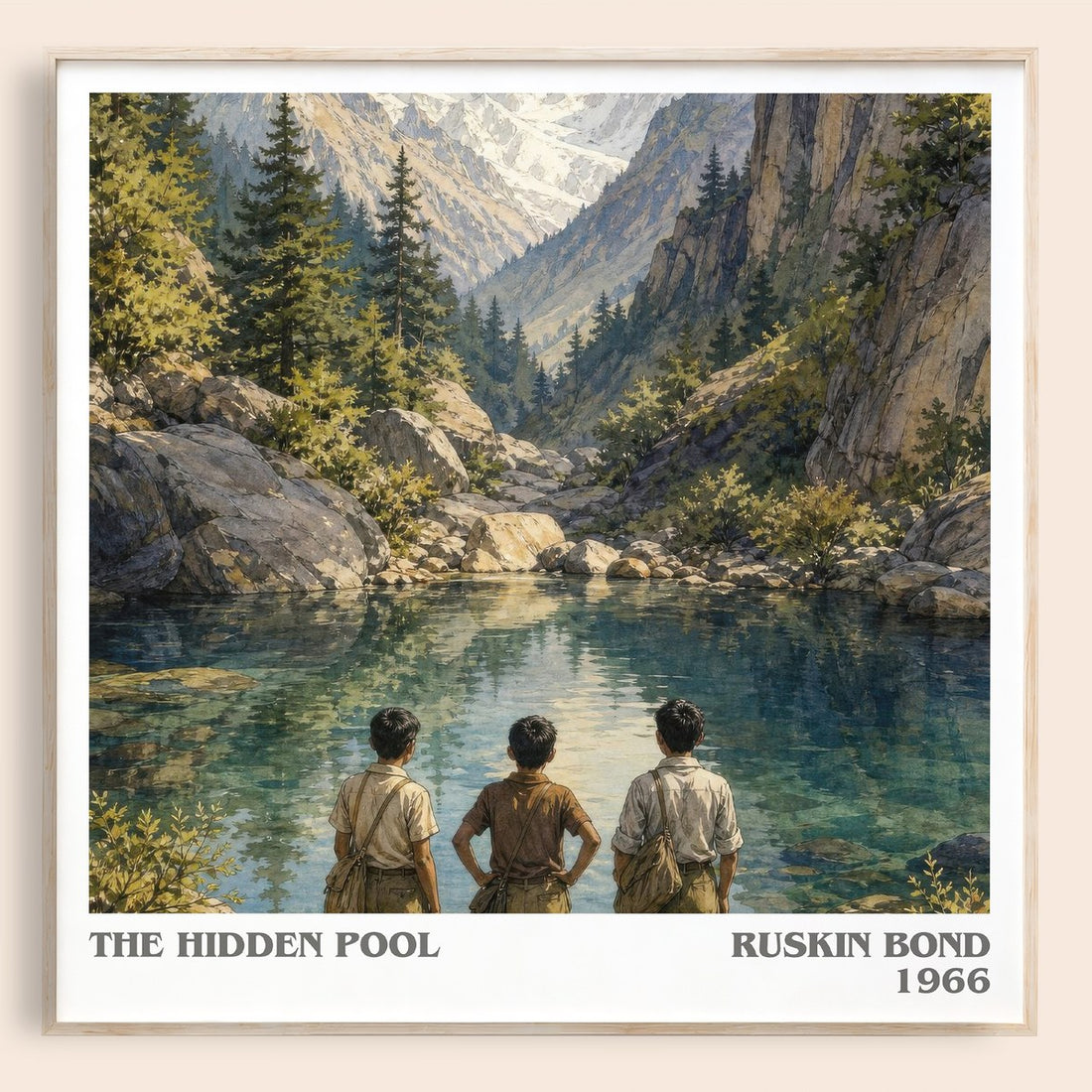 The Hidden Pool literary book poster by Ruskin Bond – framed literary art print