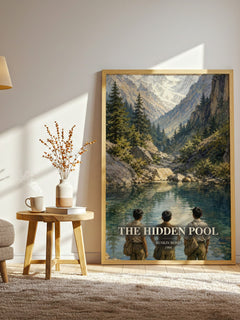 The Hidden Pool watercolour print in frame leaning in hallway – coming of age wall art