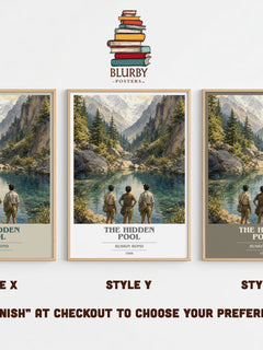 The Hidden Pool book cover print in frame leaning in hallway – coming of age wall art