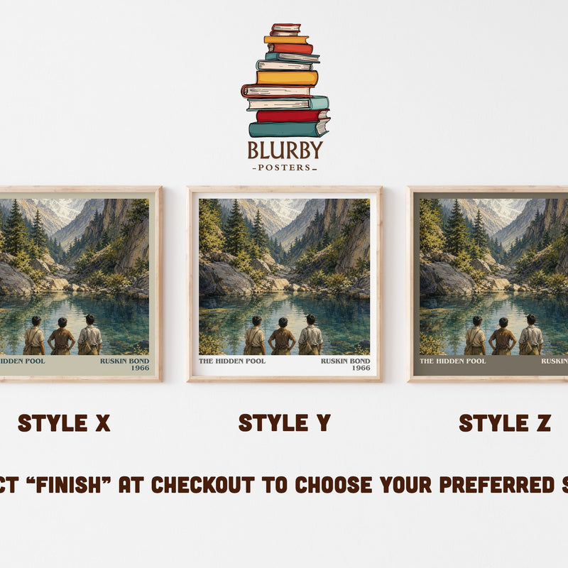 The Hidden Pool literary print in frame leaning in hallway – coming of age wall art