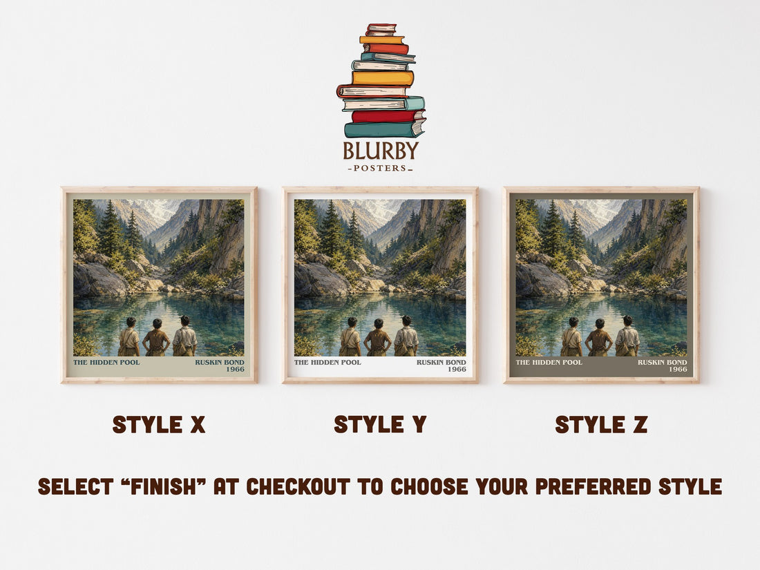 The Hidden Pool literary print in frame leaning in hallway – coming of age wall art (mockup)