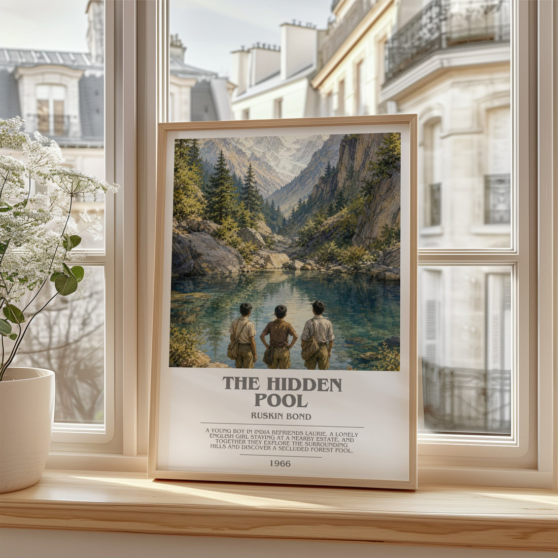 The Hidden Pool bookish poster colour and style options – Ruskin Bond book art