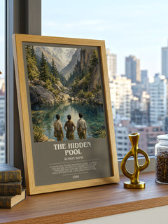 The Hidden Pool bookish print framed by window – literary home decor