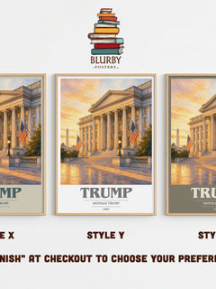 Trump book cover print in frame leaning in hallway – non fiction wall art