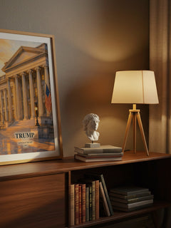 Trump watercolour print on bookshelf – Donald Trump fan gift