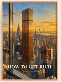 How to Get Rich watercolour book poster by Donald Trump – framed literary art print
