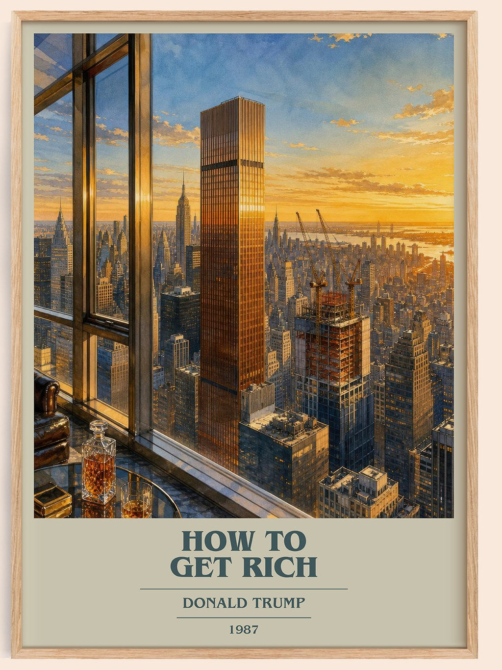 How to Get Rich book cover book poster by Donald Trump – framed literary art print
