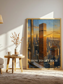 How to Get Rich watercolour print in frame leaning in hallway – non fiction wall art
