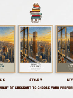 How to Get Rich book cover print in frame leaning in hallway – non fiction wall art