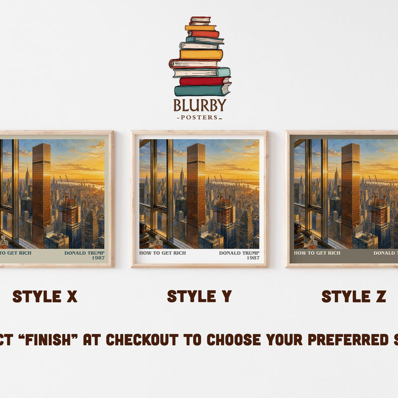 How to Get Rich literary print in frame leaning in hallway – non fiction wall art