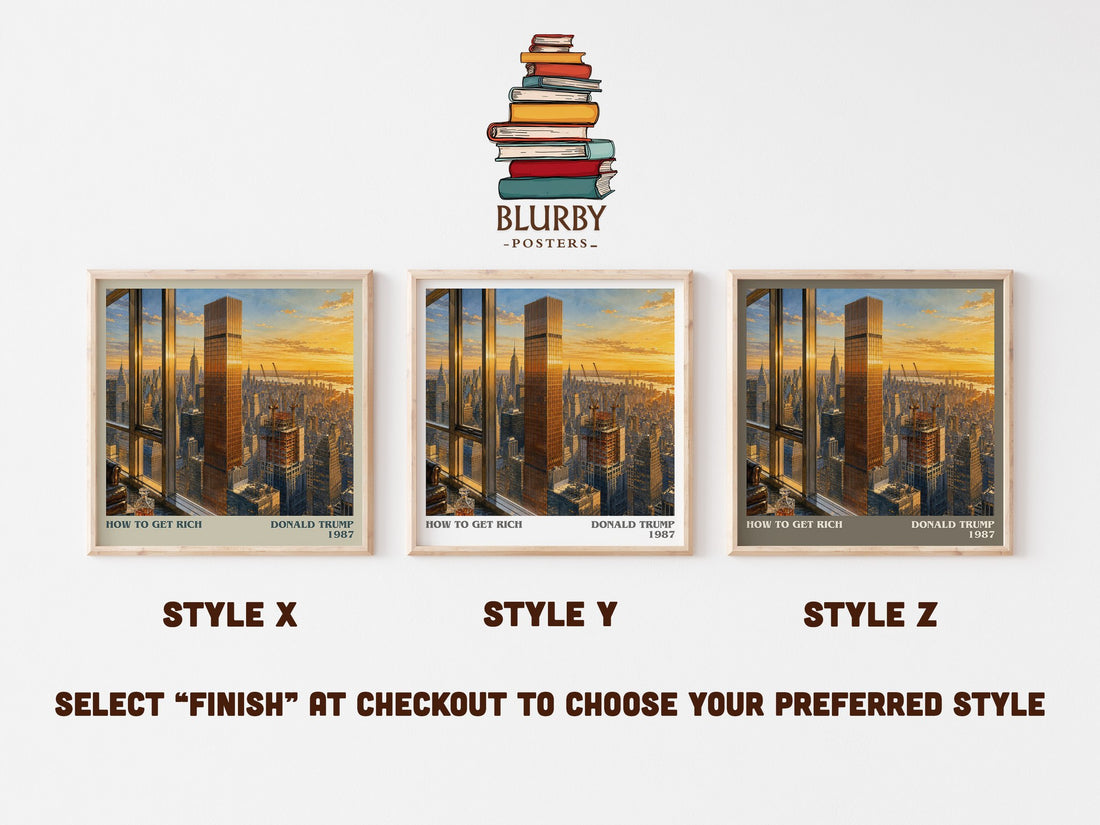 How to Get Rich literary print in frame leaning in hallway – non fiction wall art (mockup)