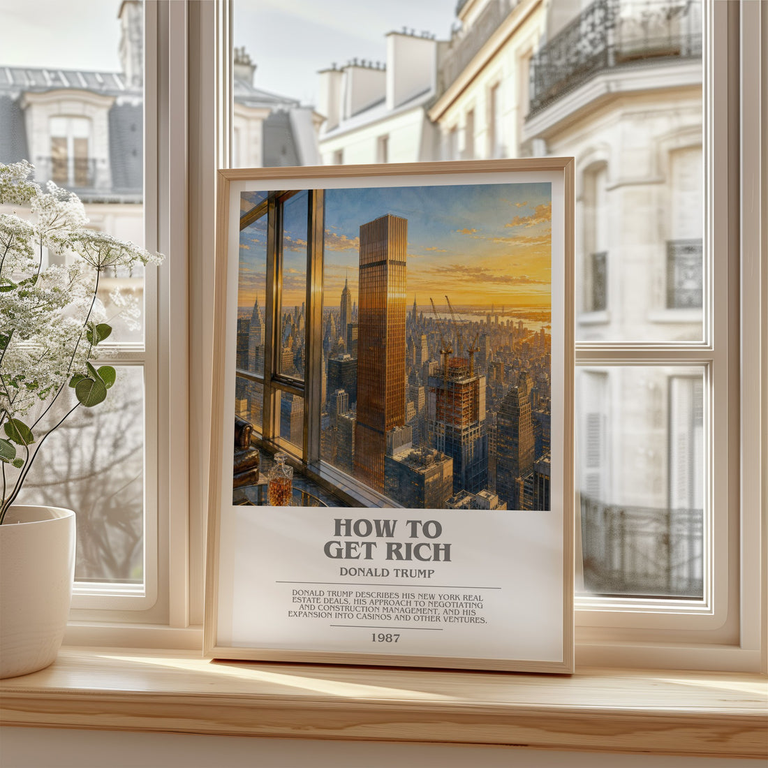 How to Get Rich bookish poster colour and style options – Donald Trump book art