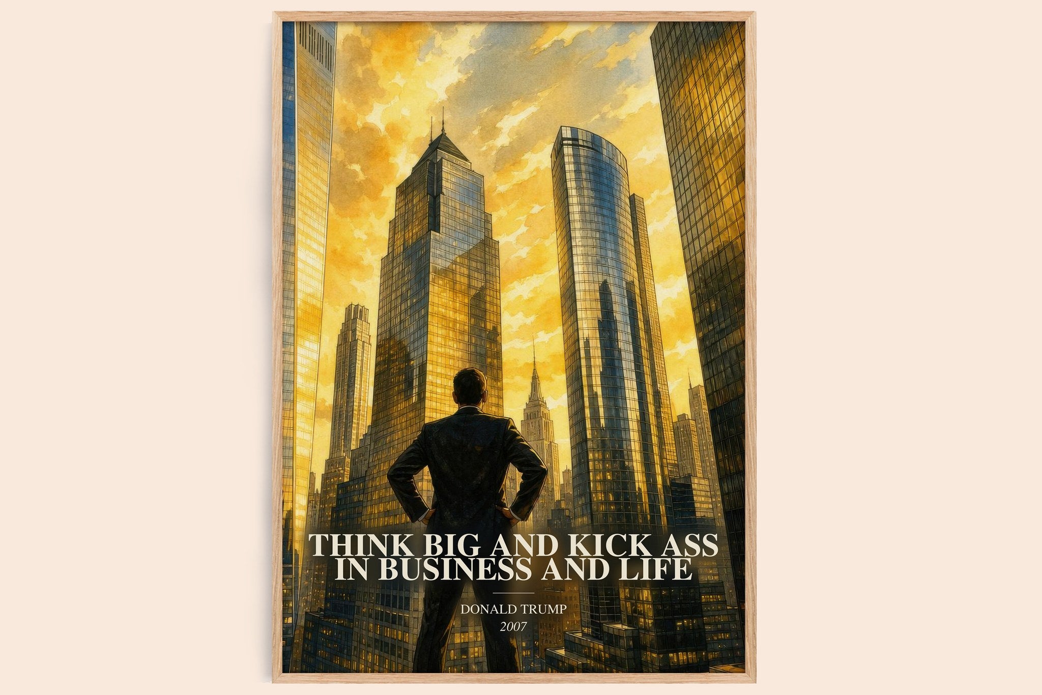 Think big and kick ass in business and life Book Watercolour Illustration by Donald Trump