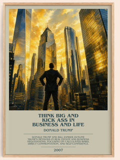 Think big and kick ass in business and life bookish book poster by Donald Trump – framed literary art print
