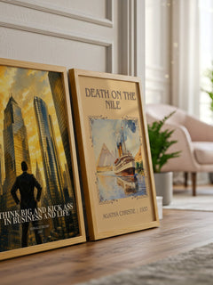 Think big and kick ass in business and life watercolour print framed by window – literary home decor