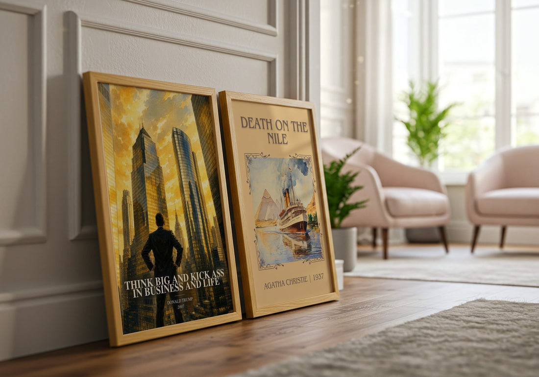 Think big and kick ass in business and life watercolour print framed by window – literary home decor