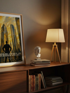 Think big and kick ass in business and life watercolour print on bookshelf – Donald Trump fan gift