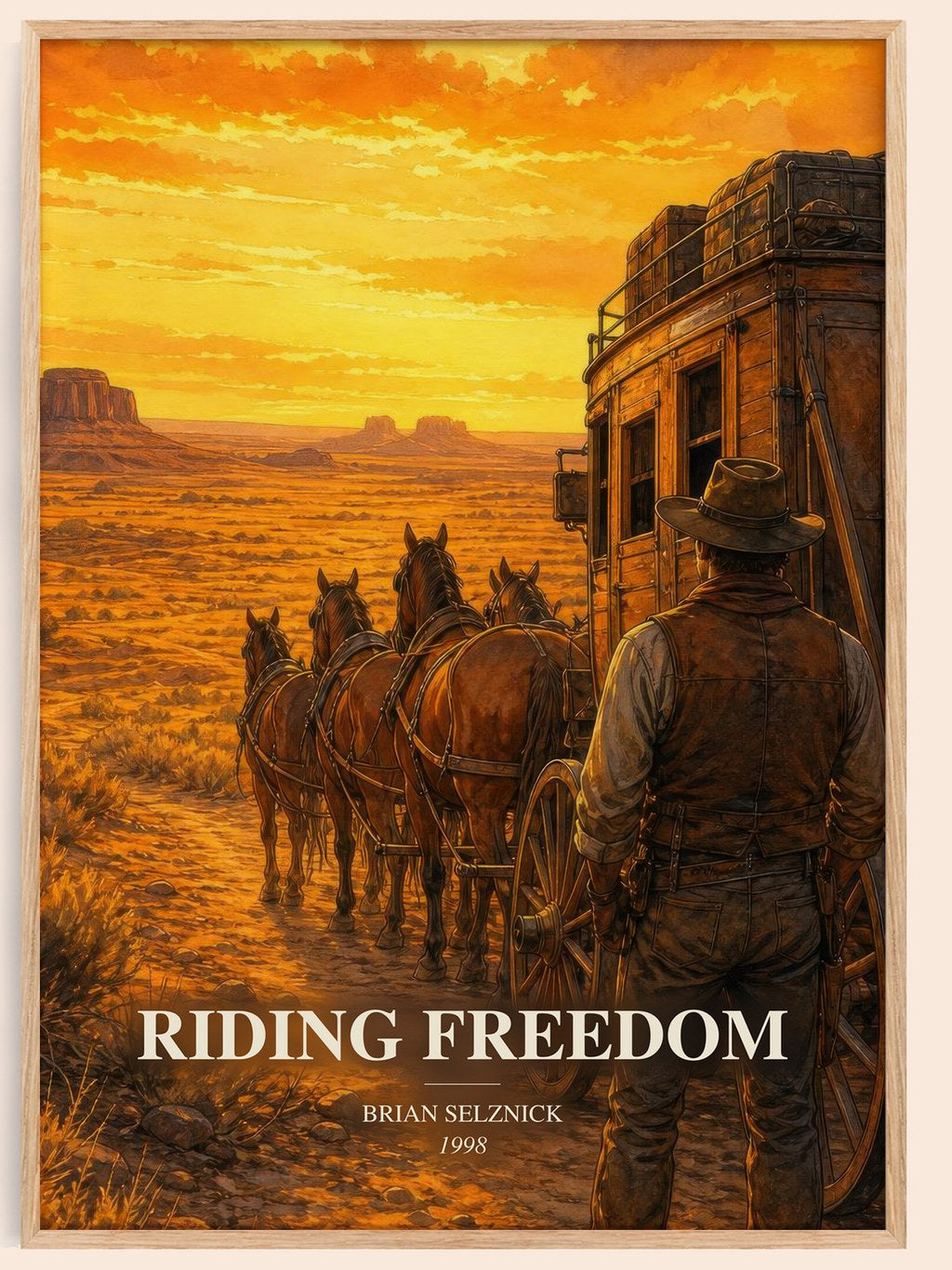 Riding Freedom watercolour book poster by Brian Selznick – framed literary art print