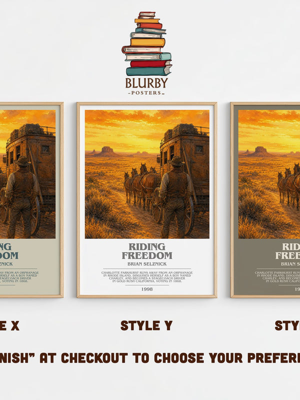 Riding Freedom bookish print in frame leaning in hallway – historical fiction wall art
