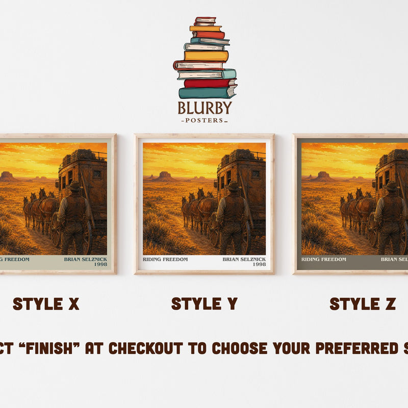 Riding Freedom literary print in frame leaning in hallway – historical fiction wall art
