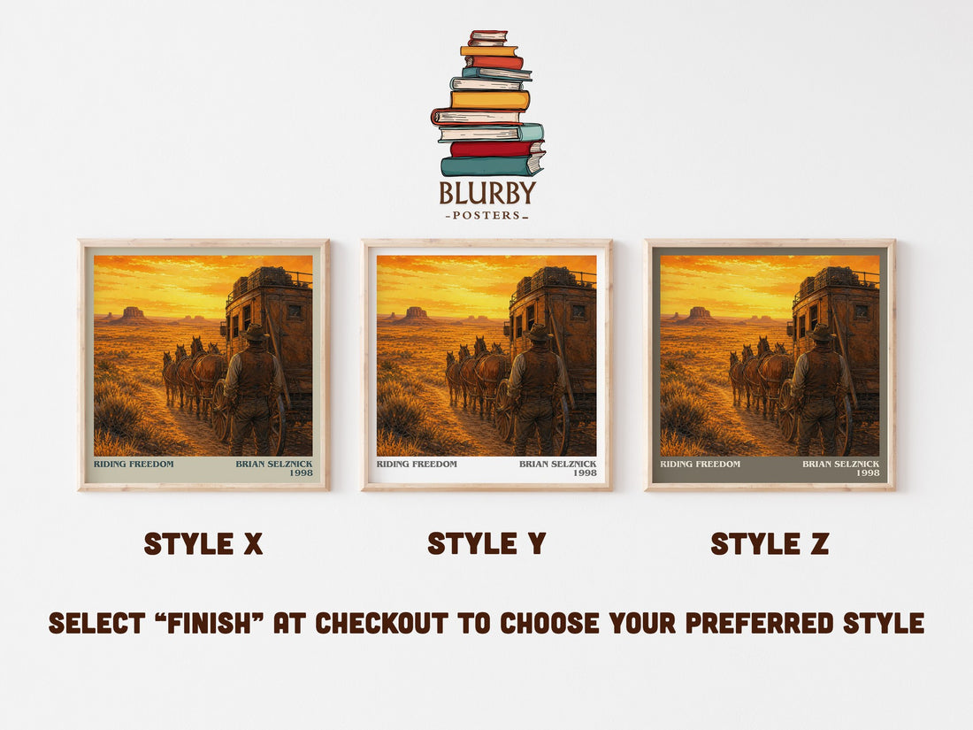Riding Freedom literary print in frame leaning in hallway – historical fiction wall art (mockup)