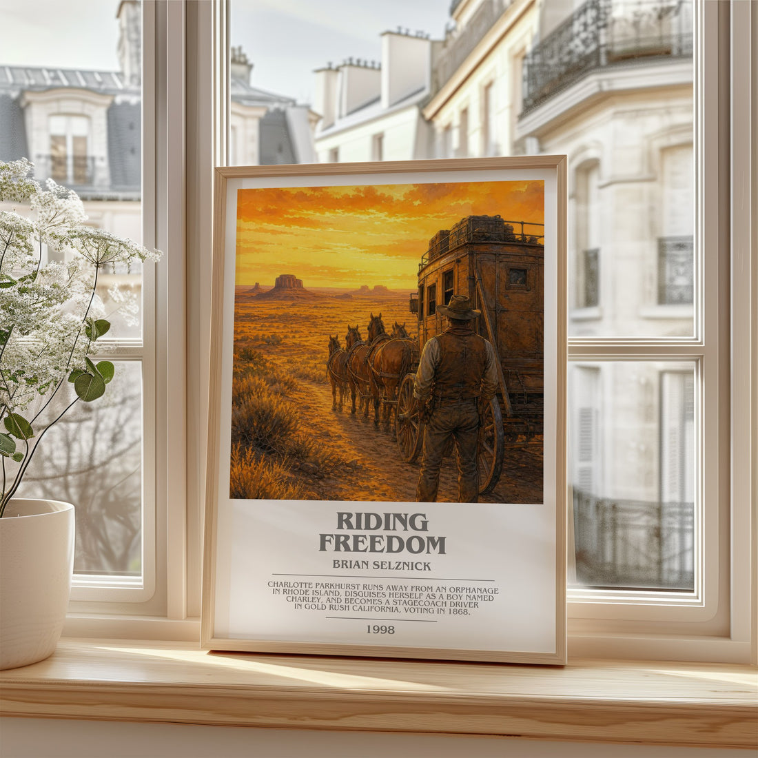 Riding Freedom bookish poster colour and style options – Brian Selznick book art