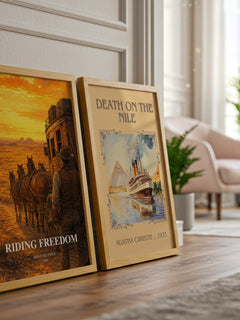 Riding Freedom watercolour print framed by window – literary home decor