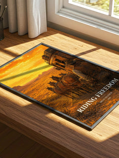Riding Freedom watercolour book poster framed on wall – historical fiction wall art