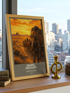Riding Freedom book cover print framed by window – literary home decor