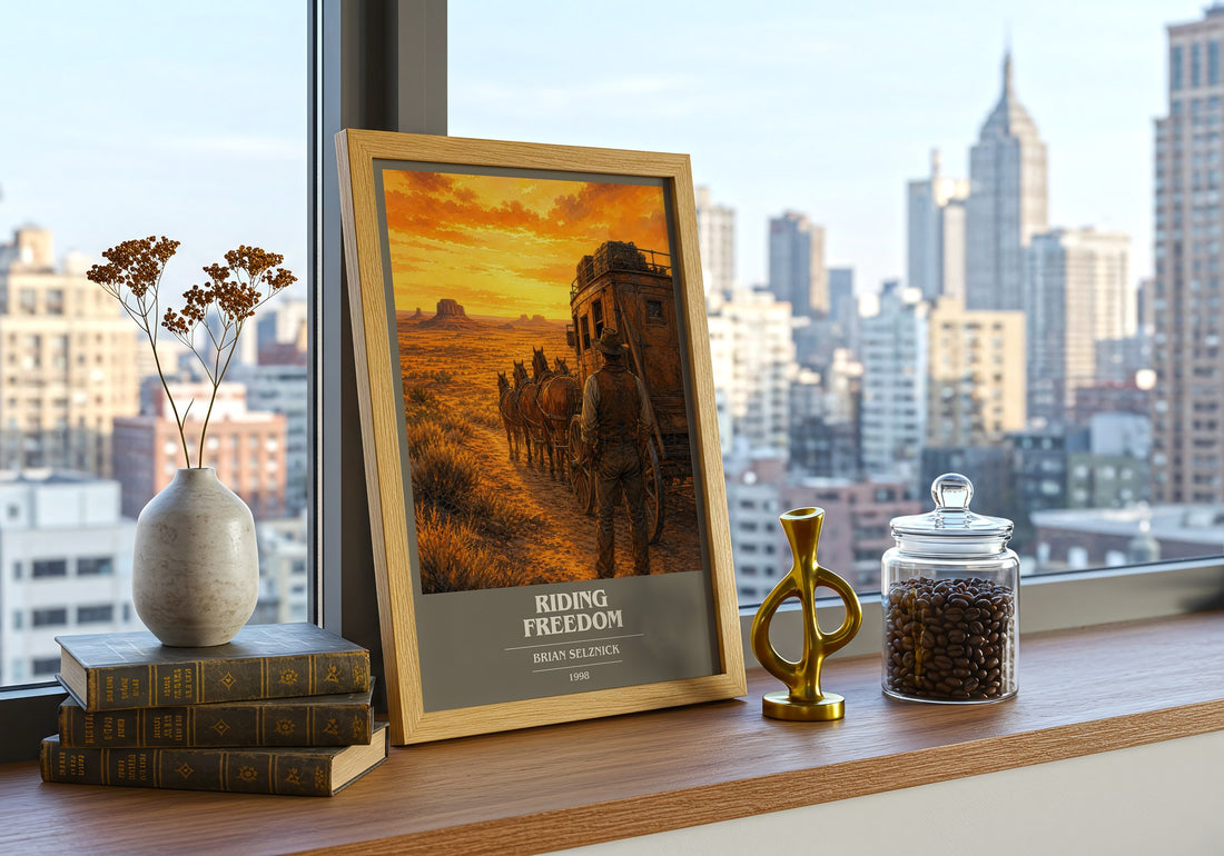 Riding Freedom book cover print framed by window – literary home decor