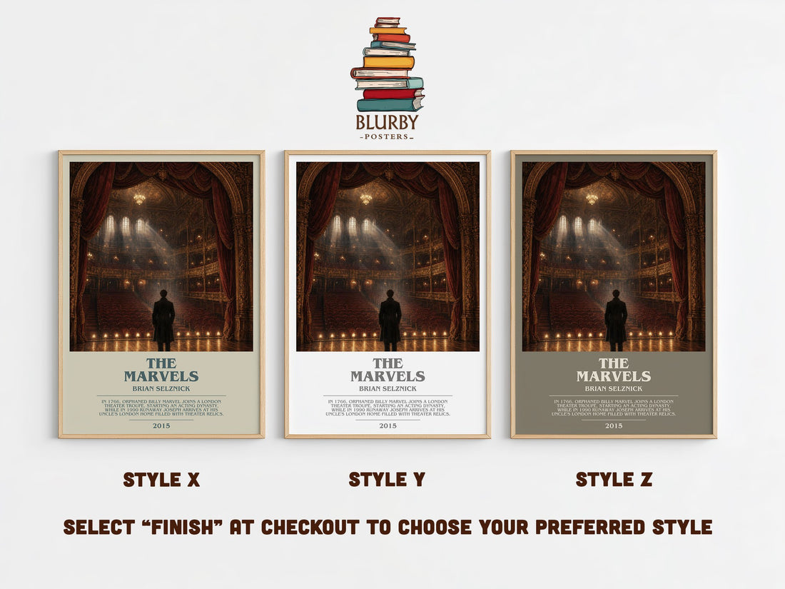 The Marvels bookish print in frame leaning in hallway – childrens wall art (mockup)